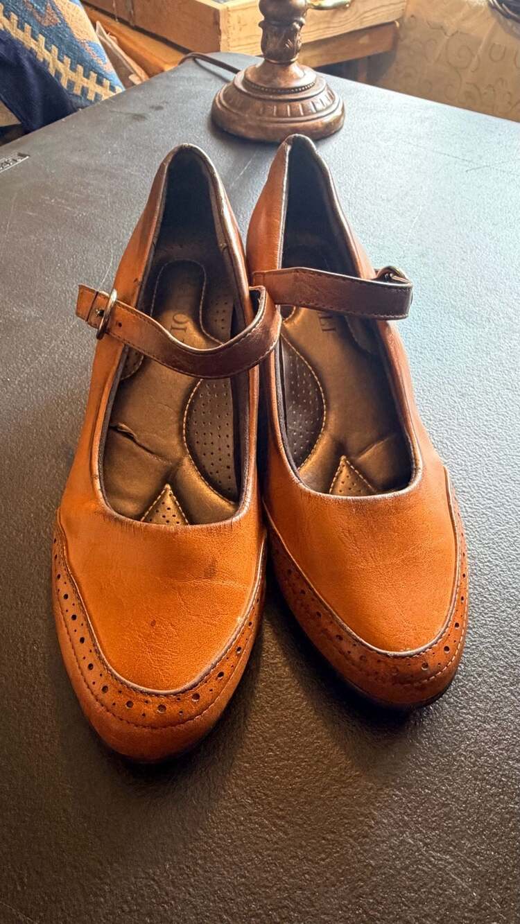 SoftWalk Women's Size 8 Brown Leather Mary Jane Wedge Heels